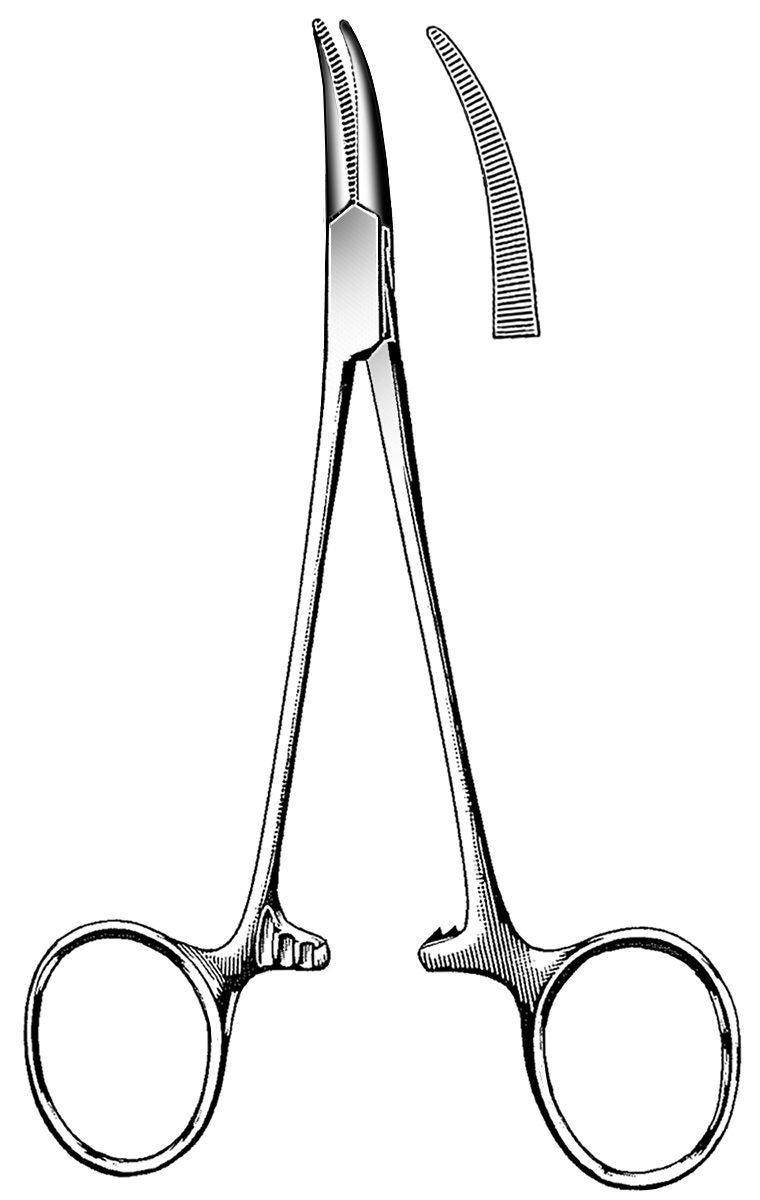 Mosquito Forceps Halsted 5 Inch Length OR / Surgical Grade Stainless Steel NonSterile Locking Finger Ring Handle Curved Serrated Tips