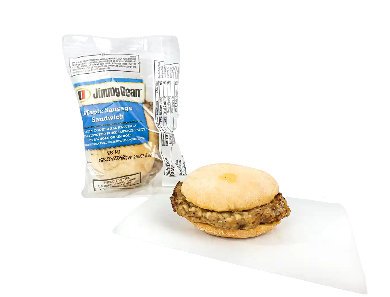 Jimmy Dean® Individually Wrapped Maple Flavored Breakfast Sausage Sandwich, 100/2.55 oz.https://images.salsify.com/image/upload/s--YecxV6tD--/q_25/er9uq7tpvkzyx0iuxoyt.webp