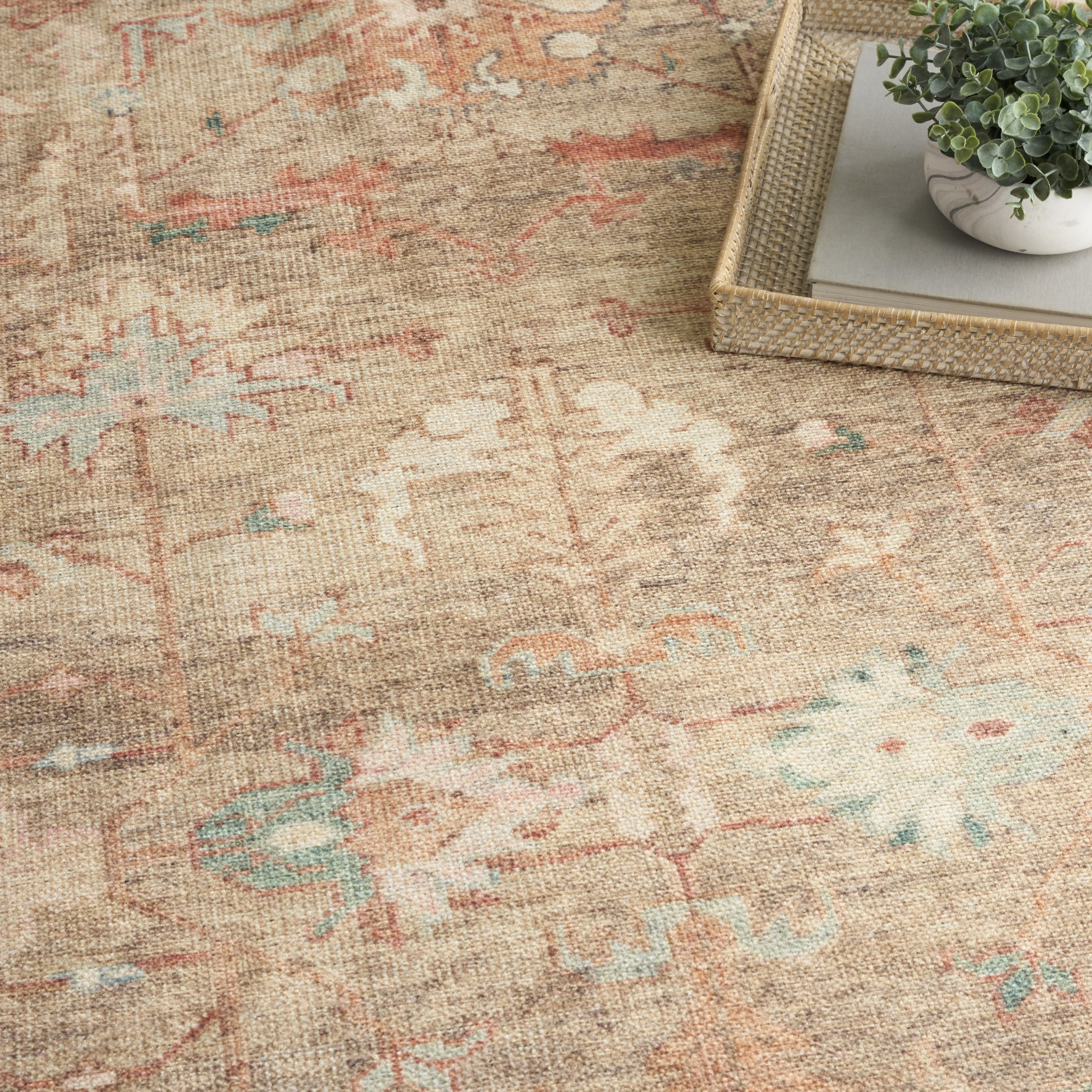 Nourison Vintage Washables 4' x 6' Taupe Multicolor Vintage Indoor Rug