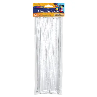 Creativity Street  Jumbo Stems, White,  12" x 6 mm, 100 Pieces
