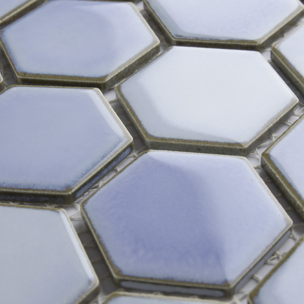 Hudson Due 2″ Hex Frost Blue 10-7/8 in. x 12-5/8 in. Porcelain Mosaic Tile