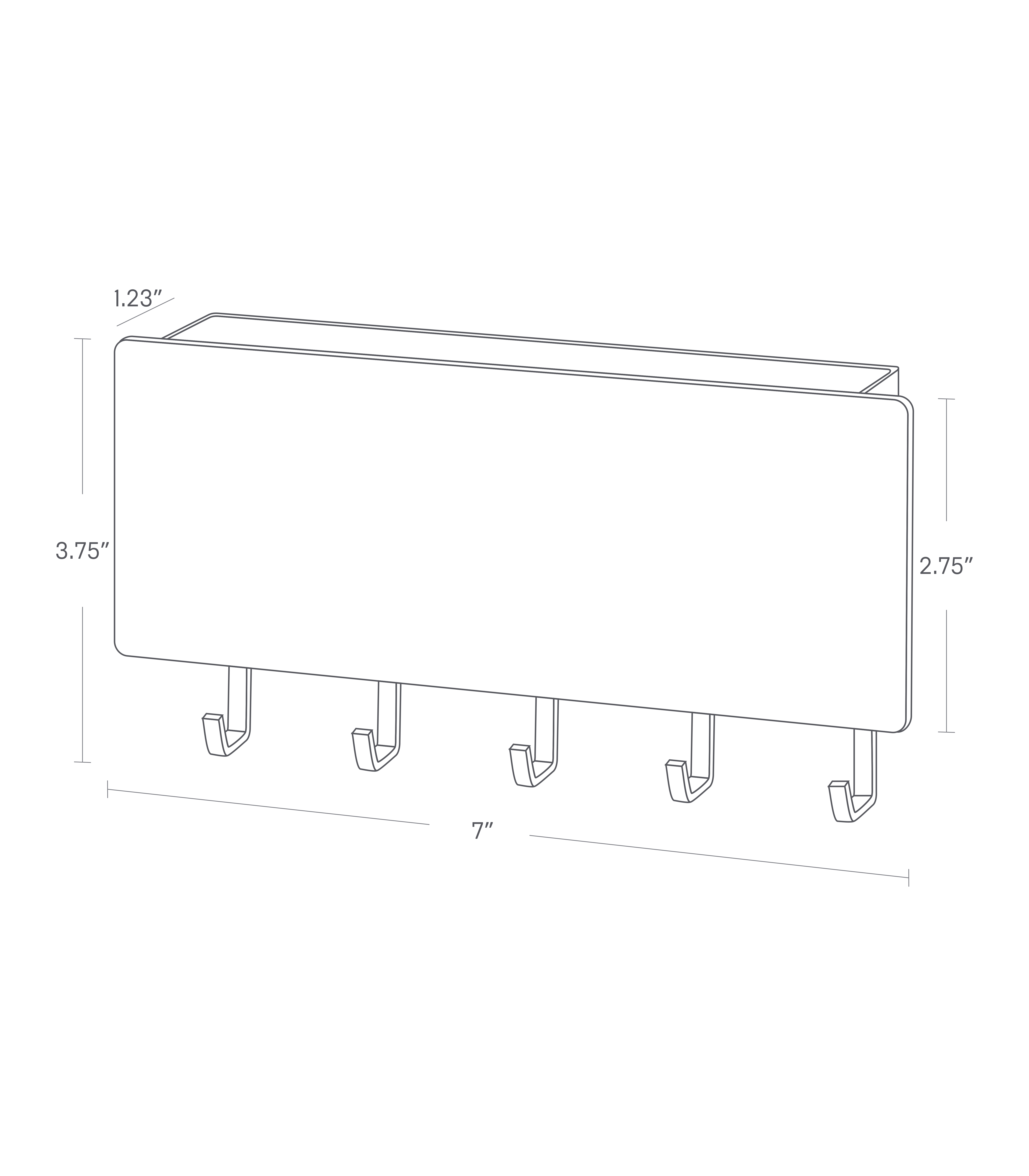 Dimension image for Magnetic Key Rack on a white background with a length of 7