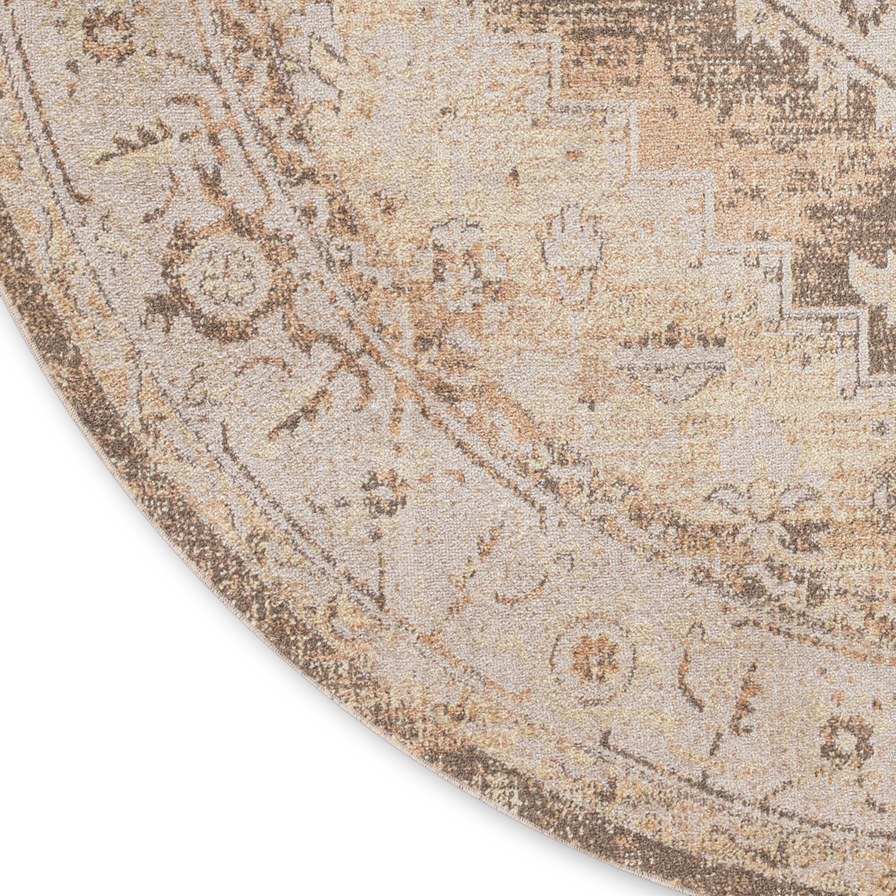 Nourison Astra Machine Washable 7'10" x Round Beige Vintage Indoor Rug