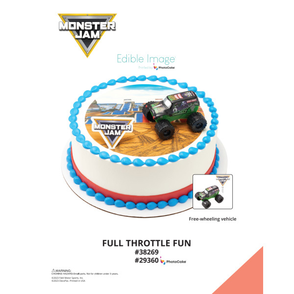 Monster Jam® Full Throttle Fun The Magic of Cakes® PhotoCake® Enhanced Round Background Page