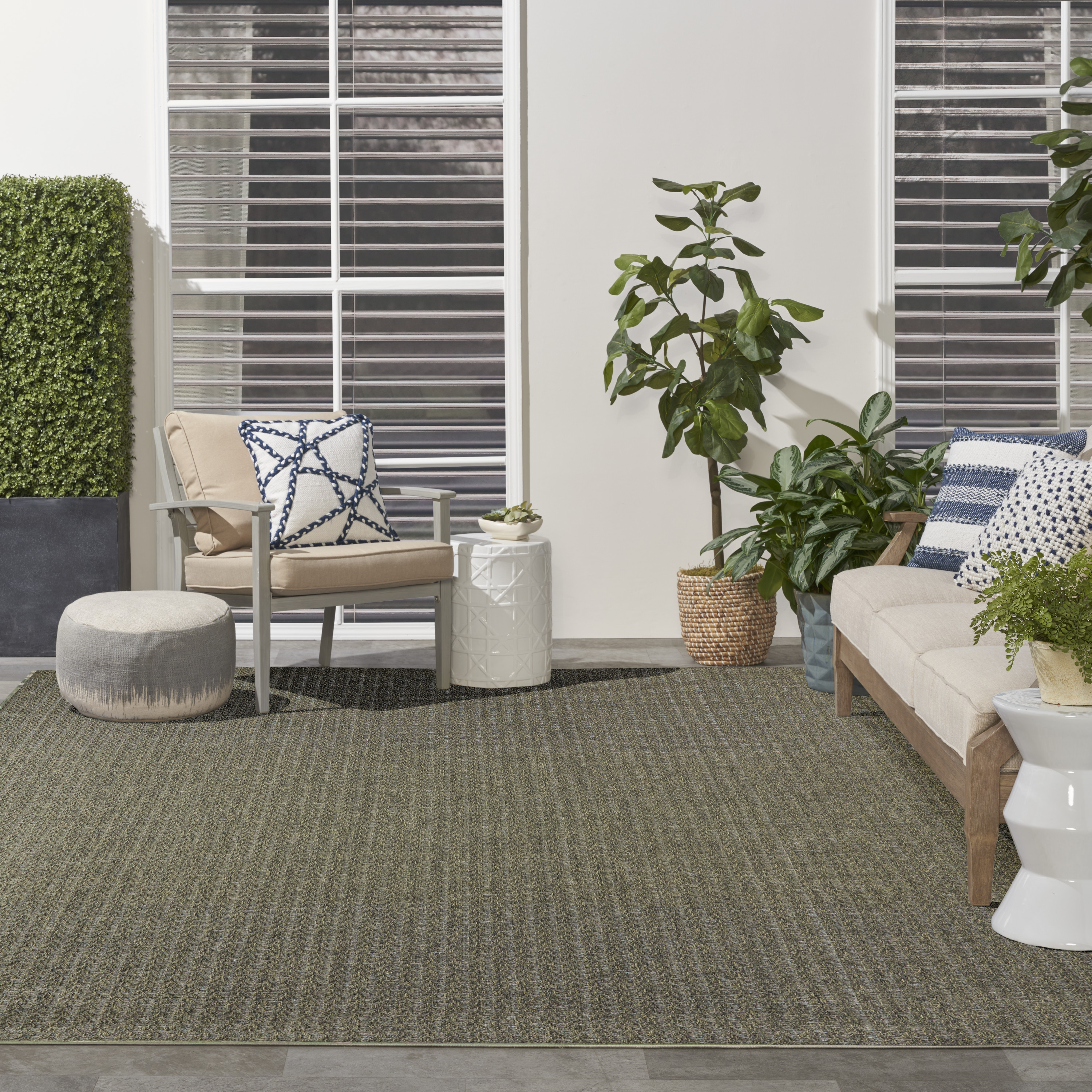 Nourison Tulum 10' x 14' Olive Outdoor Rug