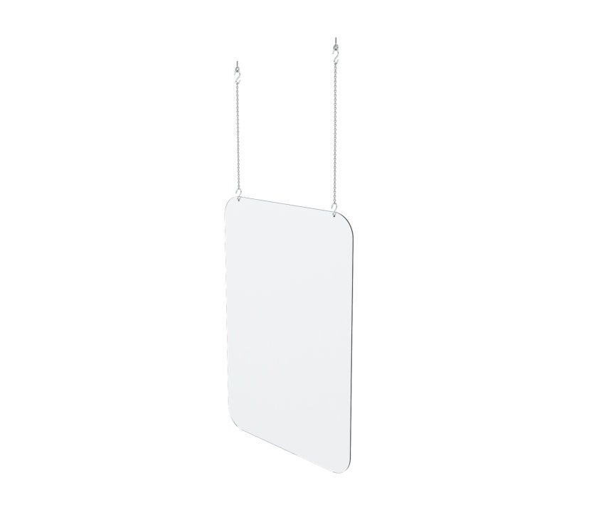 40-inch x 42-inch hanging safety guard with flat acrylic panel