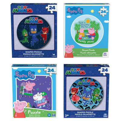 4-Pack 24-Piece Jigsaw Puzzles PJ Masks Peppa Pig, for Ages 3 and up