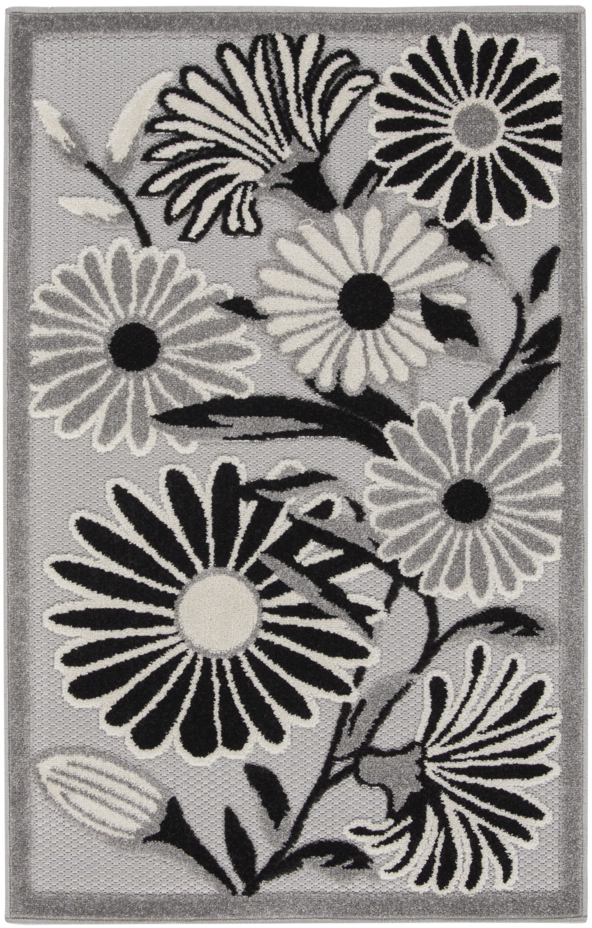 Nourison Aloha 2'8" x 4' Black White Contemporary Rug