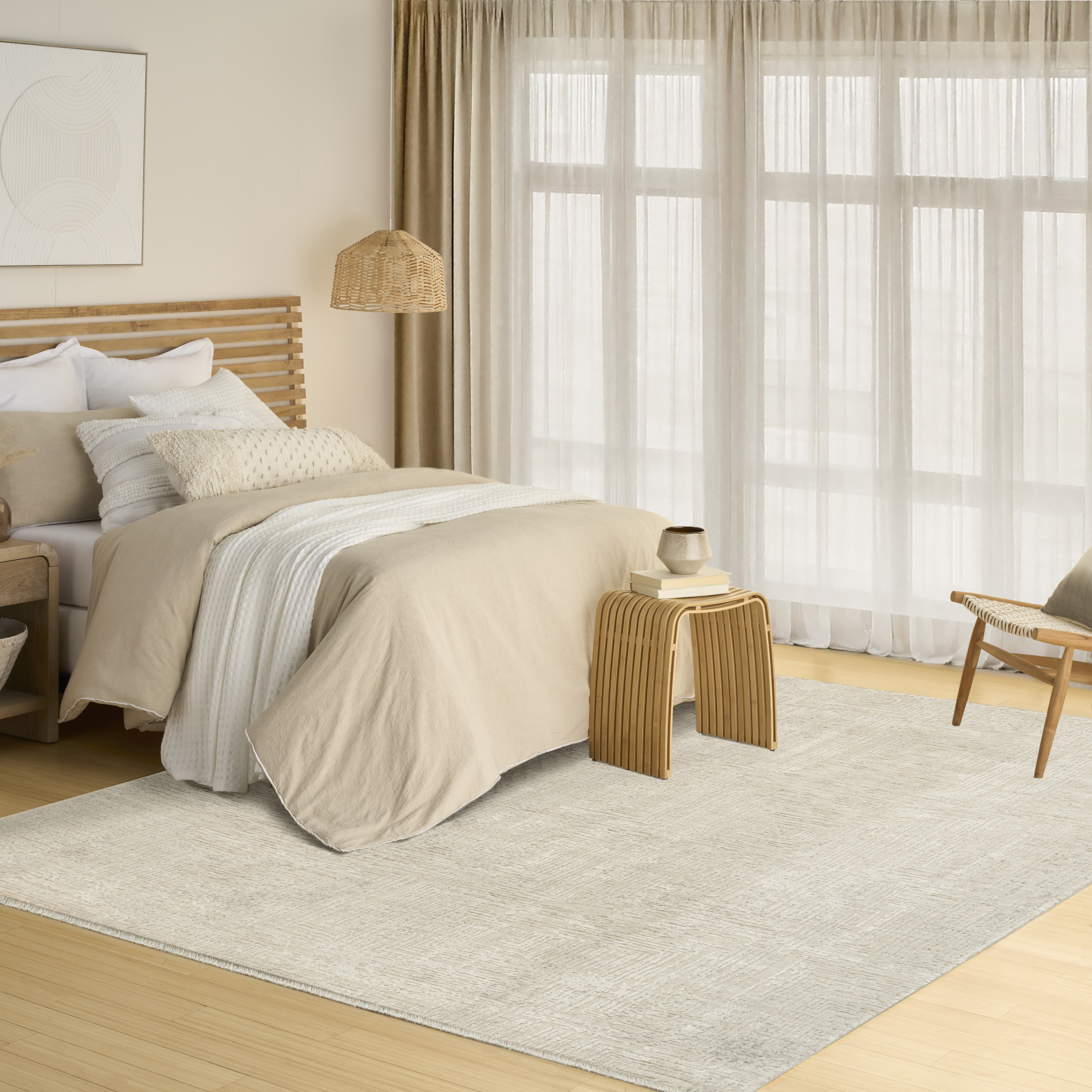 DKNY DK014 Madison Square 7'10" x 10'2" Ivory Beige Modern Indoor Rug