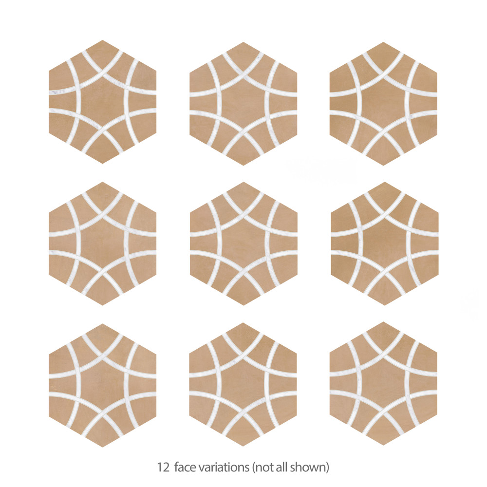 Sample – Bari Hex Terra Deco Porcelain Floor and Wall Tile
