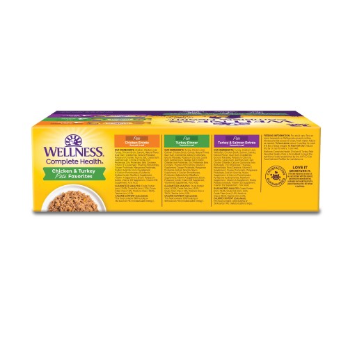 Wellness Complete Health Variety Pack Chicken & Turkey Pate Favorites back packaging