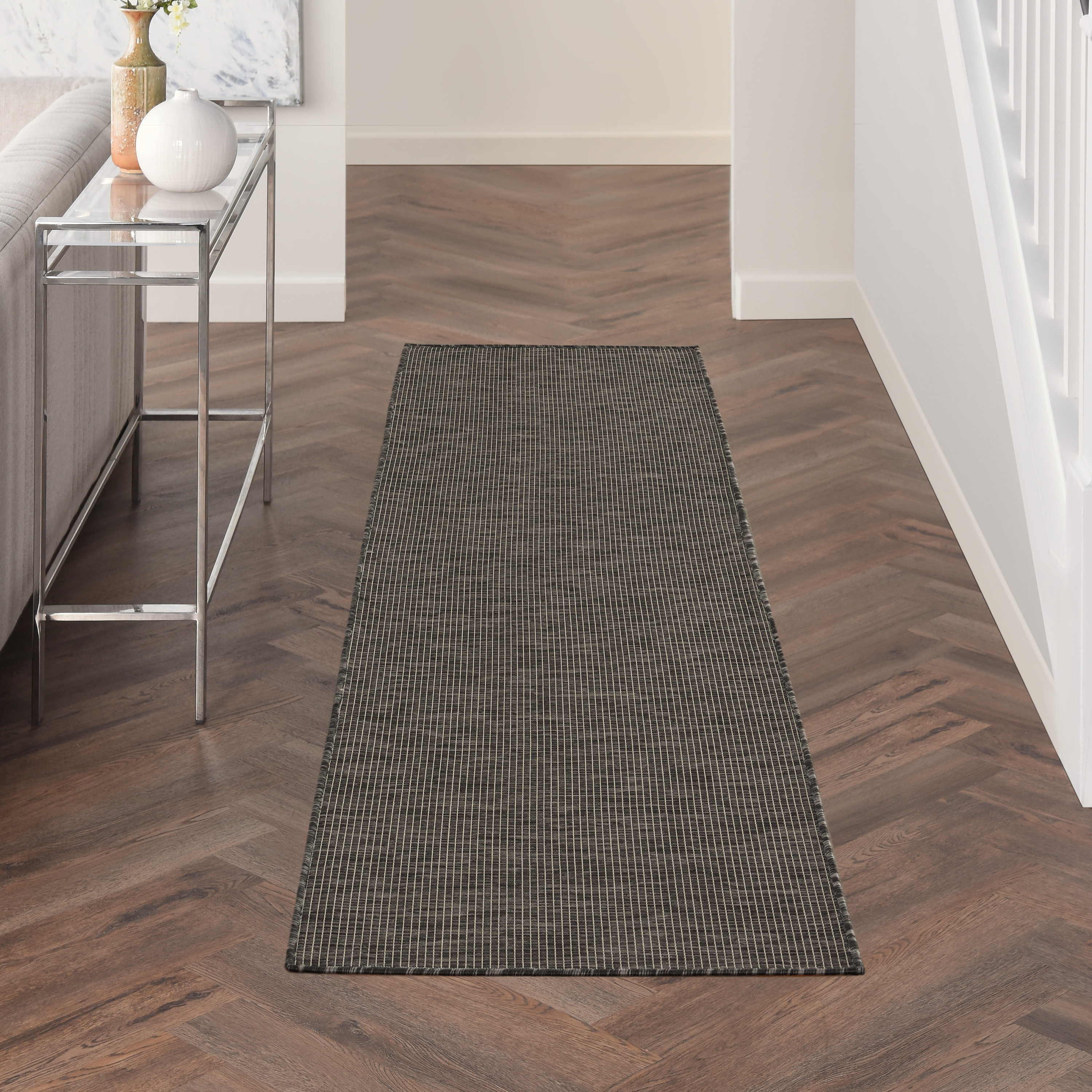 Nourison Positano 2' x 6' Charcoal Modern Rug