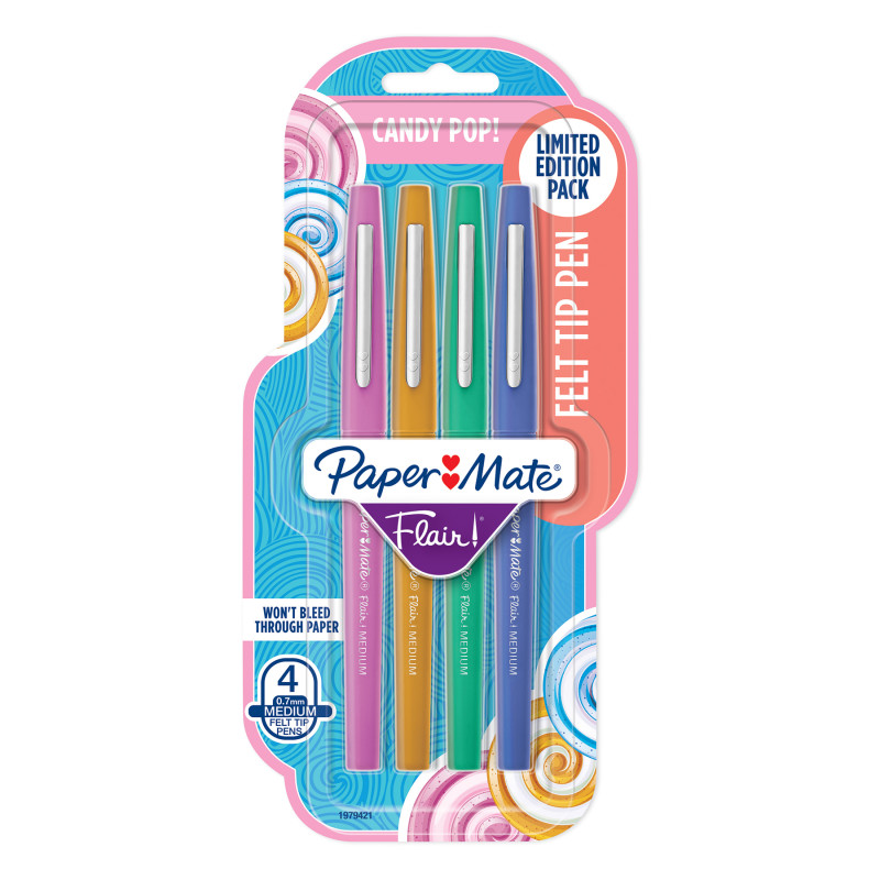 Flair Felt Tip Pens, Medium Point, Candy Pop Pack, 4 Count