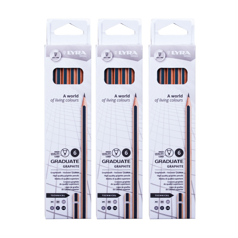Graduate Graphite Pencil, Technical Set, 6 Per Set, 3 Sets
