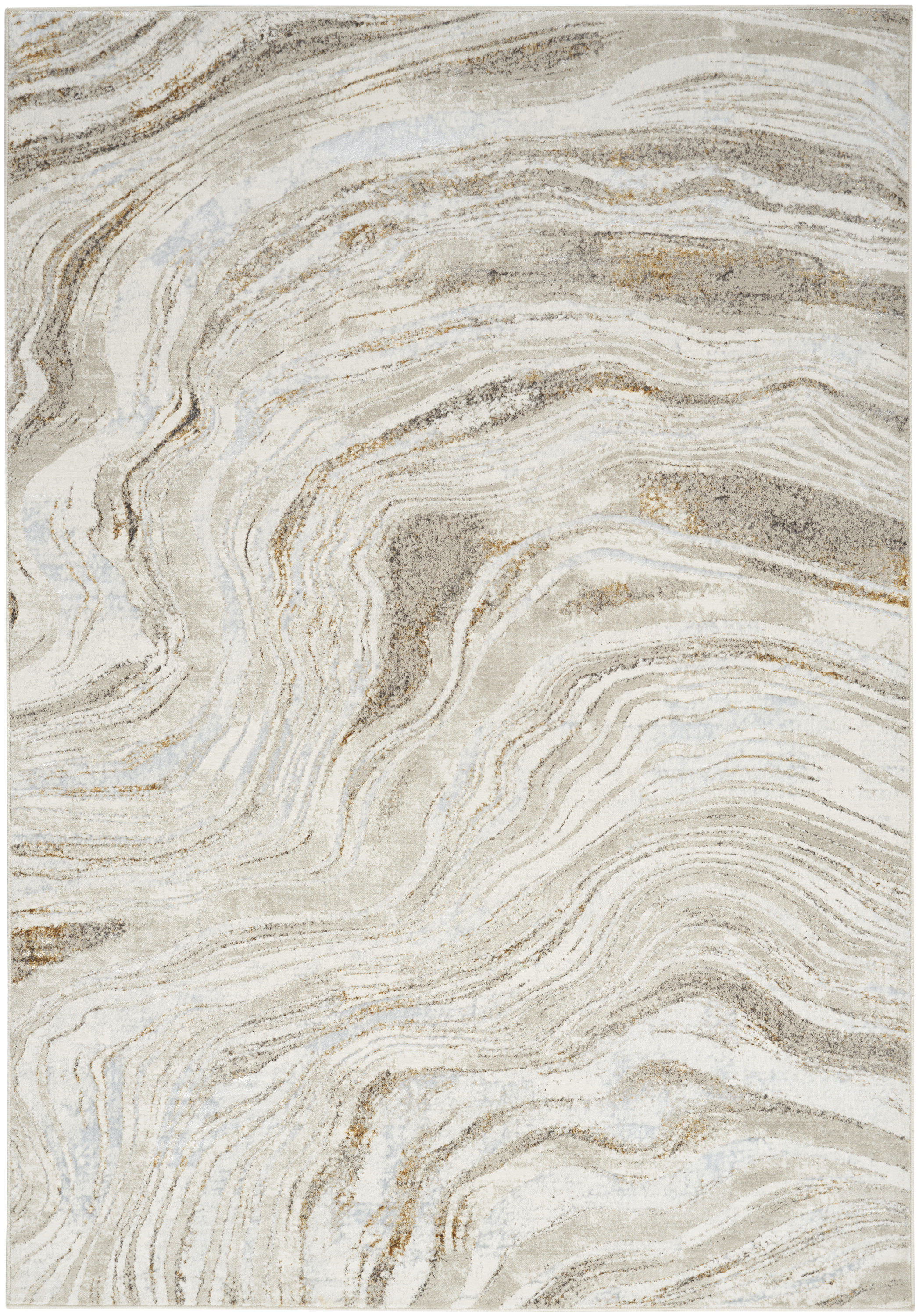 Nourison Glitz 3'11" x 5'11" Grey Gold Modern Indoor Rug