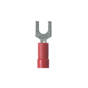 Vinyl-Insulated Fork Terminals, 22 to 18 AWG, Stud #8, Red
