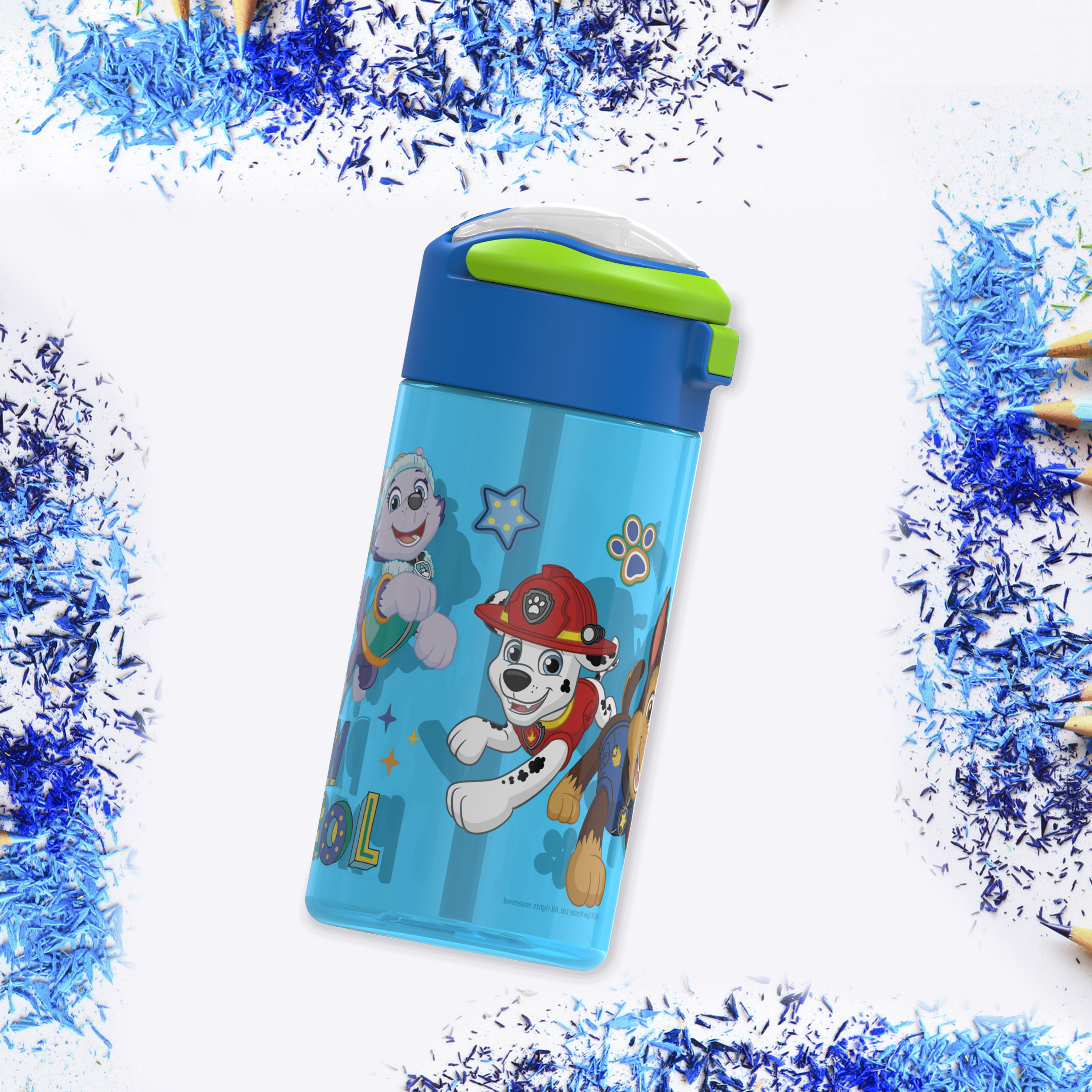 Paw Patrol 18 ounce Reusable Plastic Water Bottle with Push-button lid, Chase, Marshall & Rubble slideshow image 4