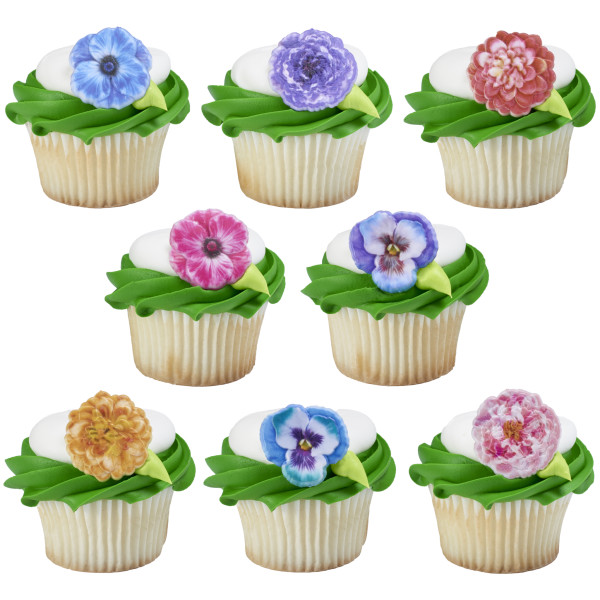Garden Flowers Cupcake Rings