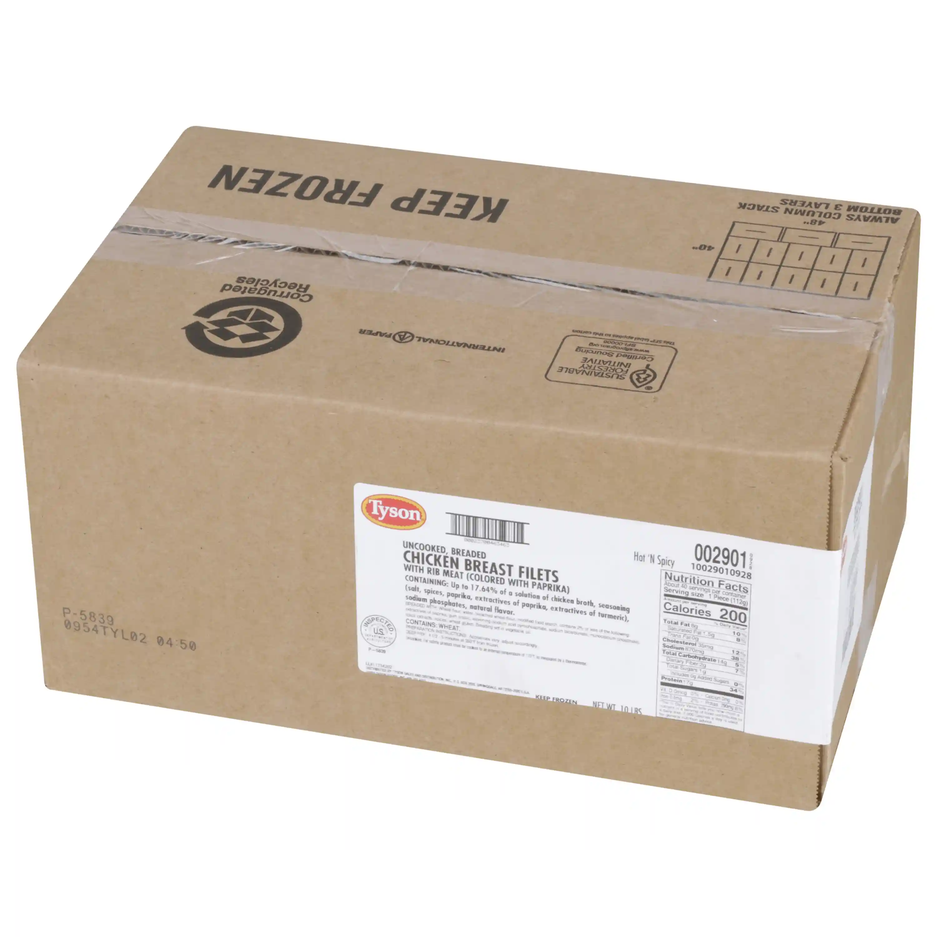 Tyson® Uncooked Breaded Hot & Spicy Chicken Breast Filets, 4 oz._image_5