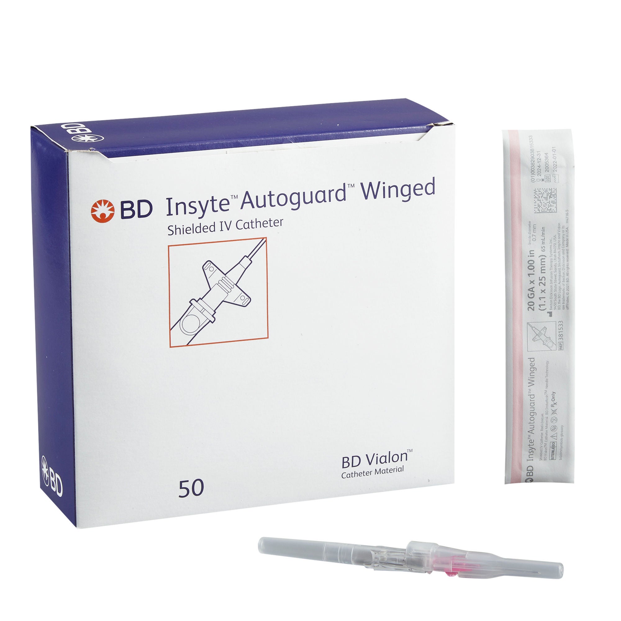 Insyte™ Autoguard™ Peripheral IV Catheter, Winged Hub