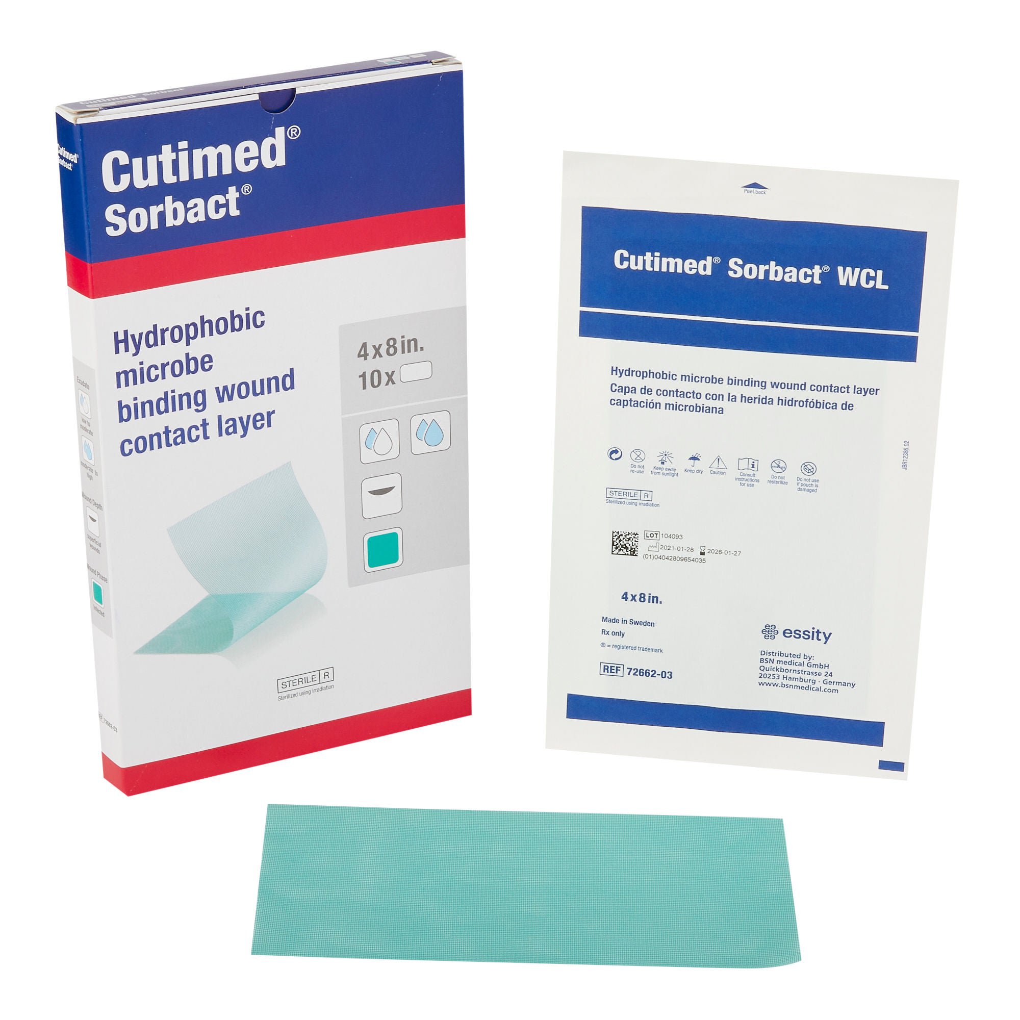Cutimed® Sorbact® WCL Antimicrobial Wound Contact Layer Dressing, 4 x 8 inch