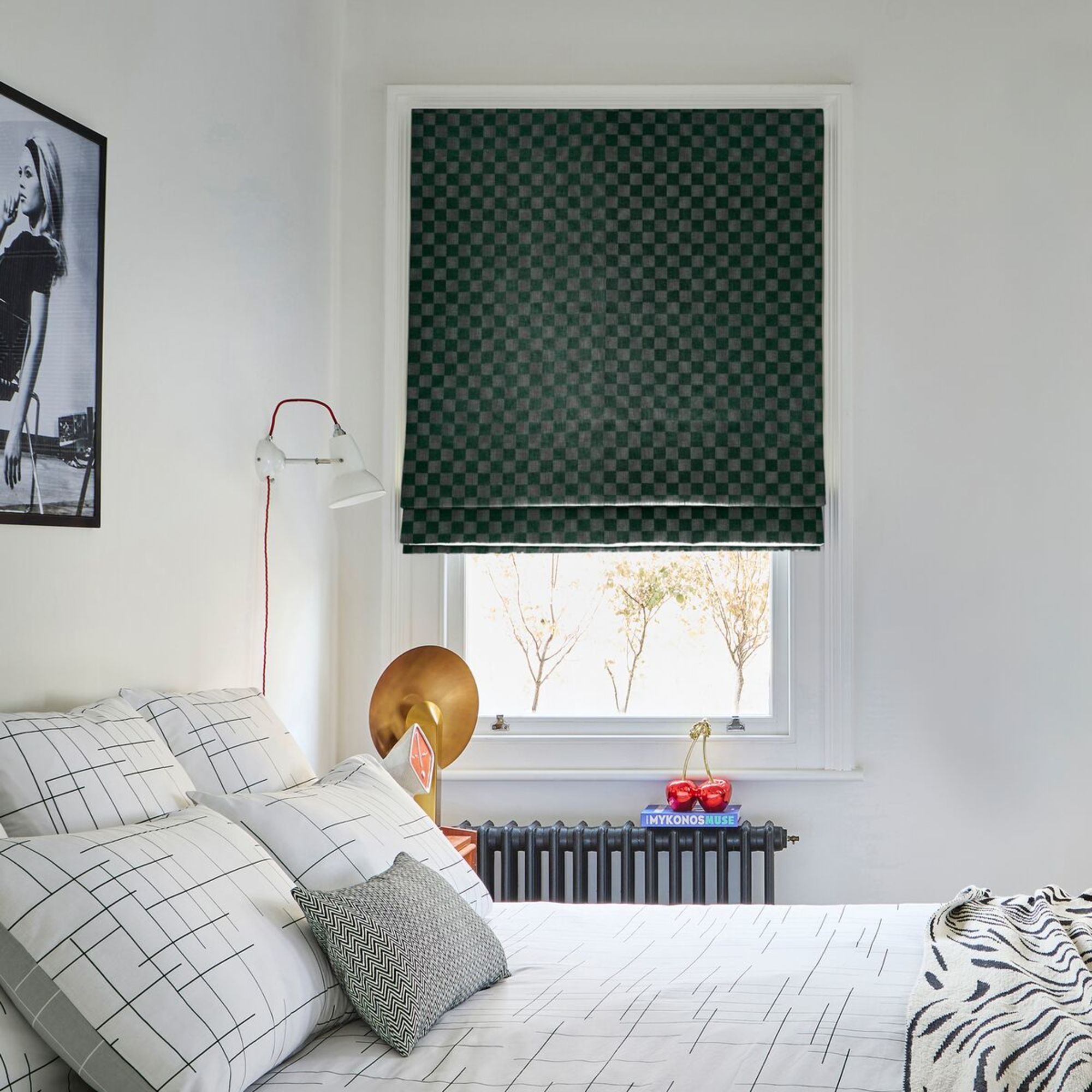 Checkerboard Emerald Roman blind