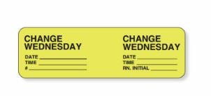 PDC Healthcare LABEL, CHANGE WEDNESDAY 2 7/8"X7/8" YLW (1000/RL)