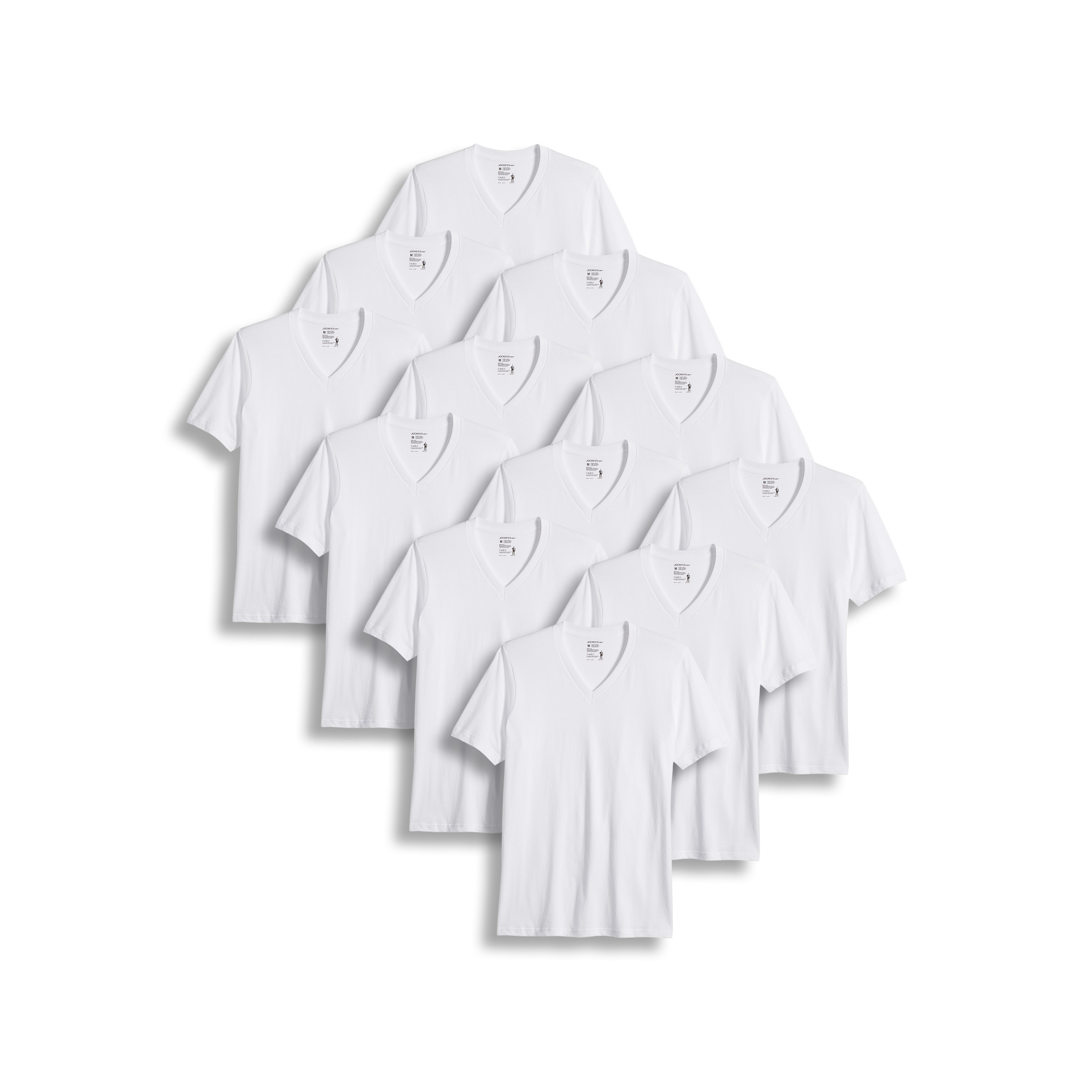 Jockey Men’s Big & Tall 100% Cotton Classic V-Neck Undershirt – 12 Pack
