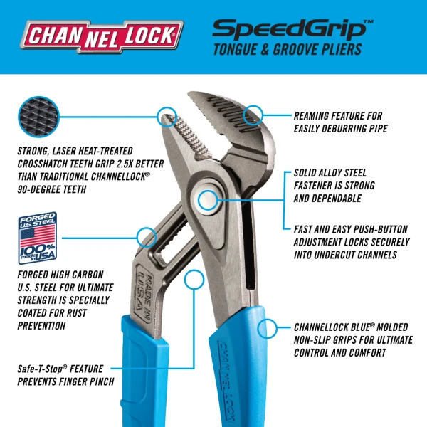 430®X 10-inch SPEEDGRIP Straight Jaw Tongue & Groove Pliers