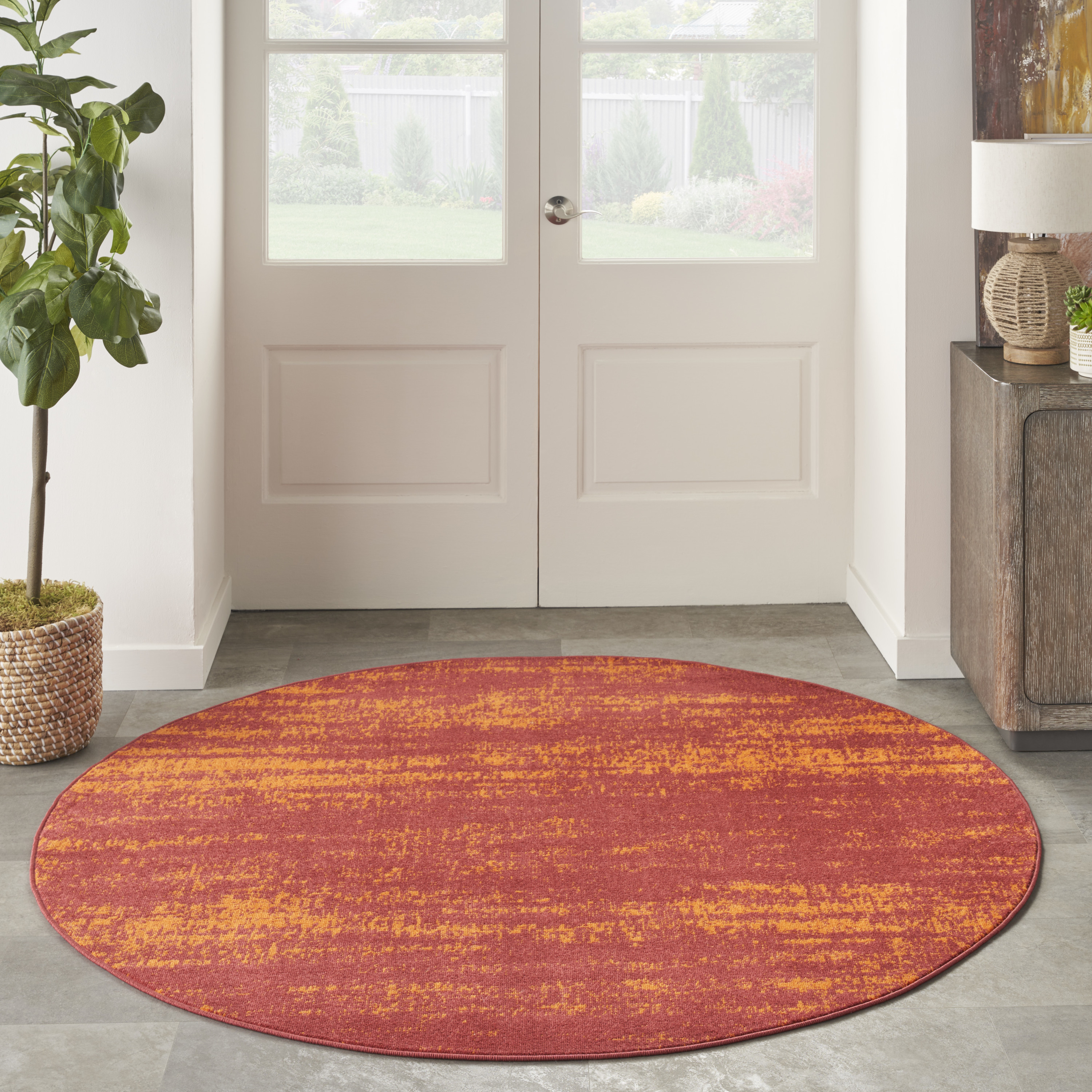Nourison Nourison Essentials 4' x Round Red Modern Rug