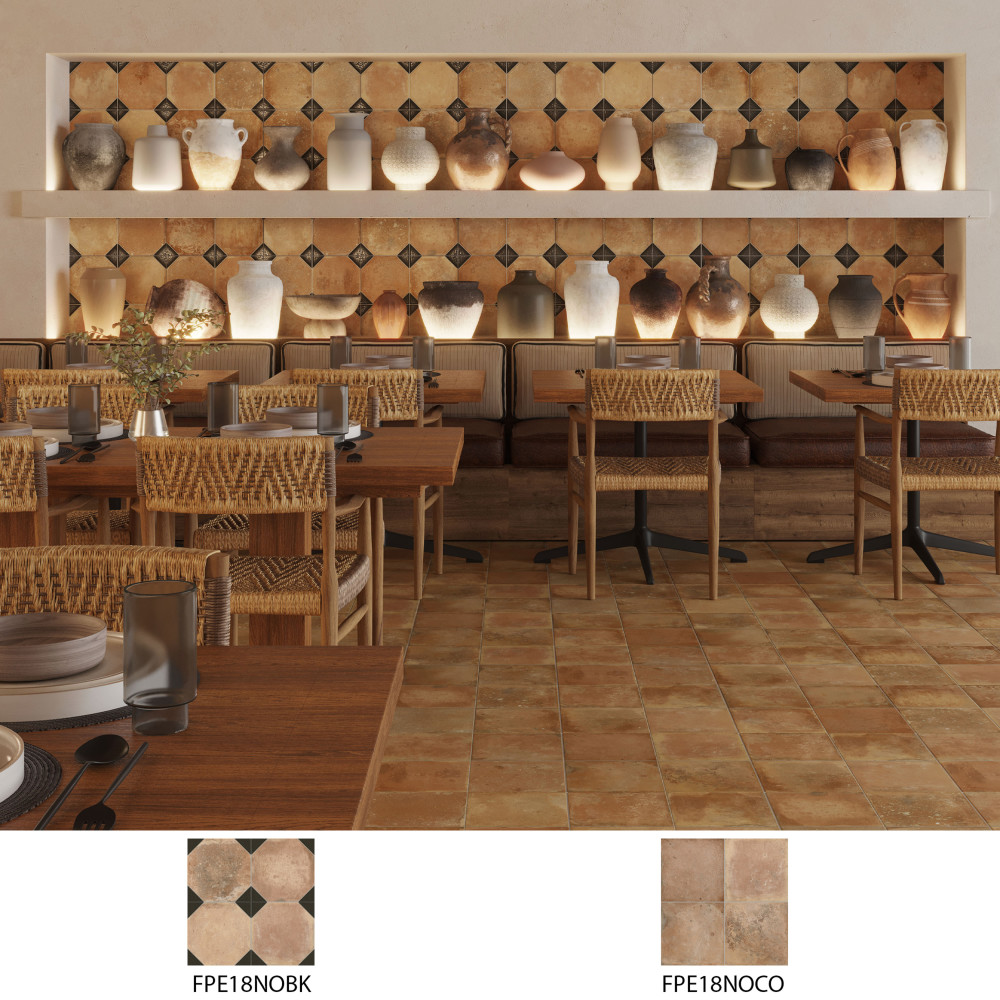 Kings Nonna with Black Corner 17-7/8 in. x 17-7/8 in. Porcelain Floor and Wall Tile