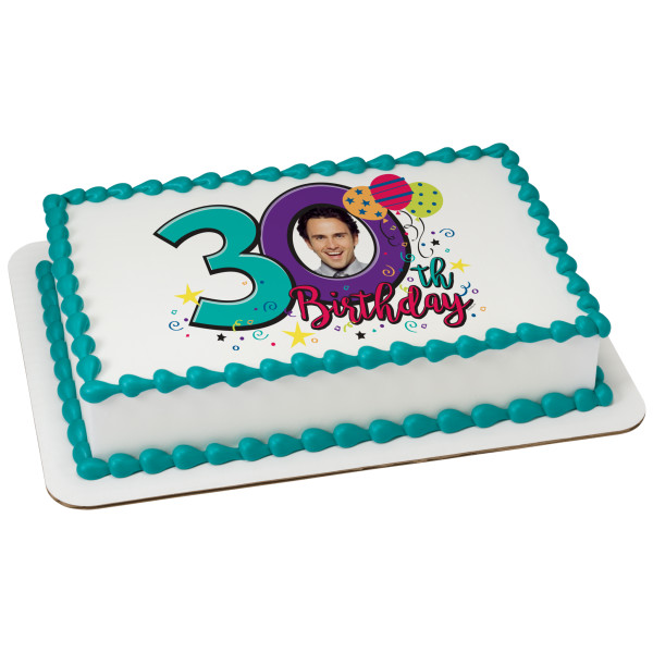 Happy 30th Birthday PhotoCake® Edible Image® Frame