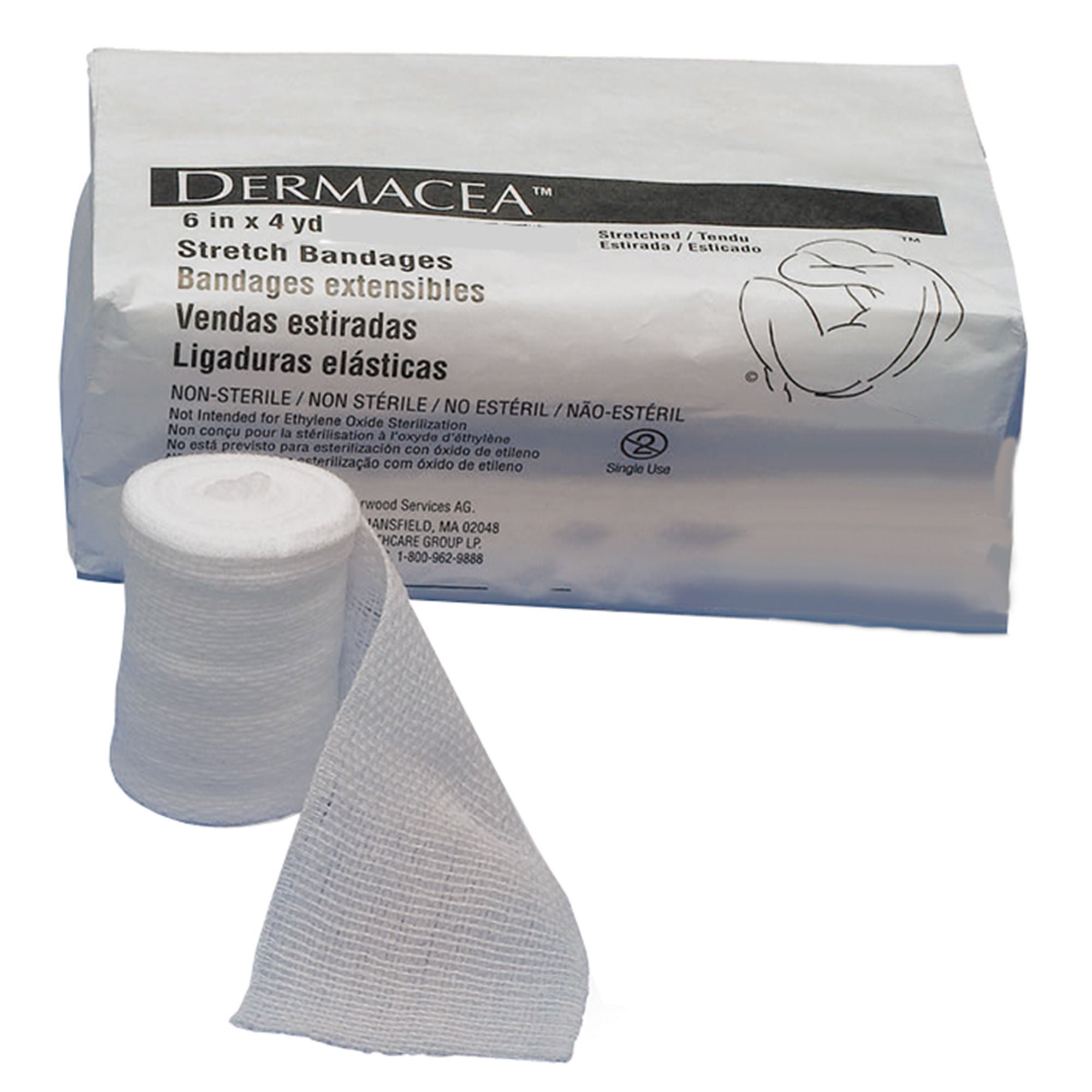 Dermacea™ Sterile Conforming Bandage, 6 Inch x 4 Yard, One-Ply