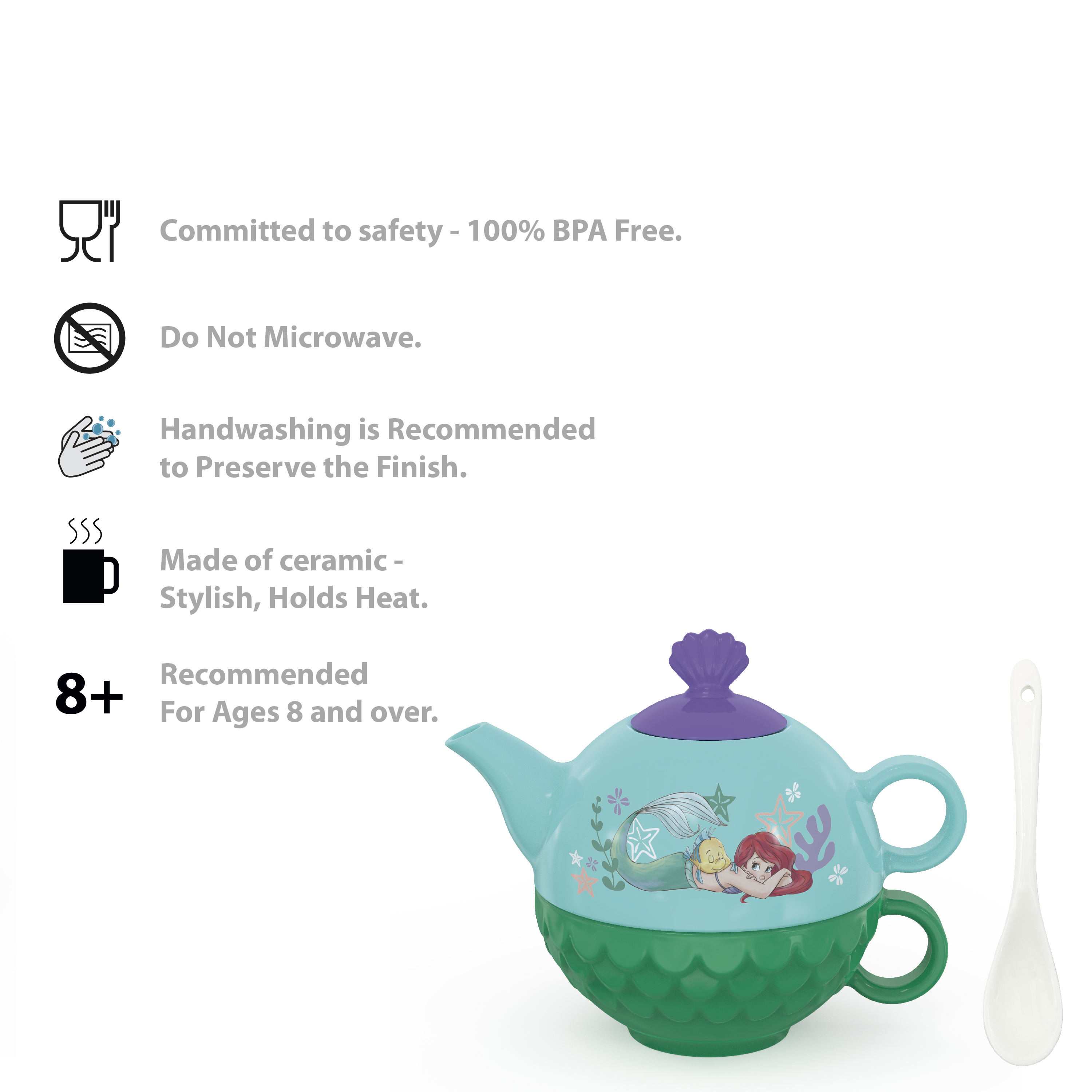 Disney The Little Mermaid Sculpted Ceramic Tea Set, Princess Ariel, 4-piece set slideshow image 4 Disney The Little Mermaid Sculpted Ceramic Tea Set, Princess Ariel, 4-piece set slideshow image 4