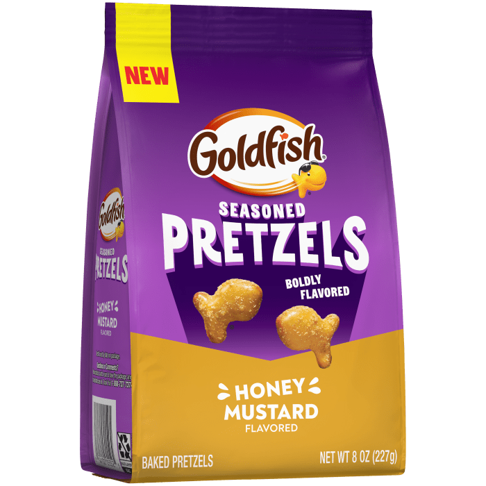 Goldfish® Honey Mustard Seasoned Pretzels, 8 oz, bag - Left Angle Image
