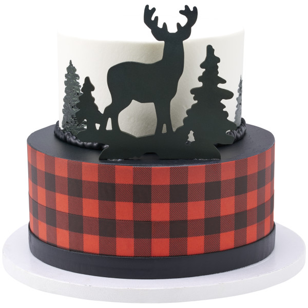 Deer and Pine Trees Gum Paste Layon
