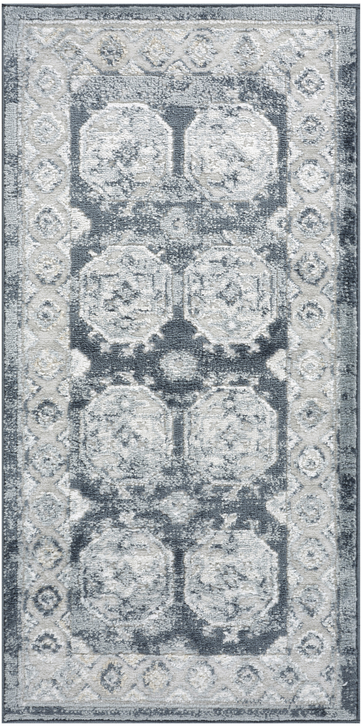 Nourison Dekor 2' x 4' Grey Navy Vintage Indoor Rug