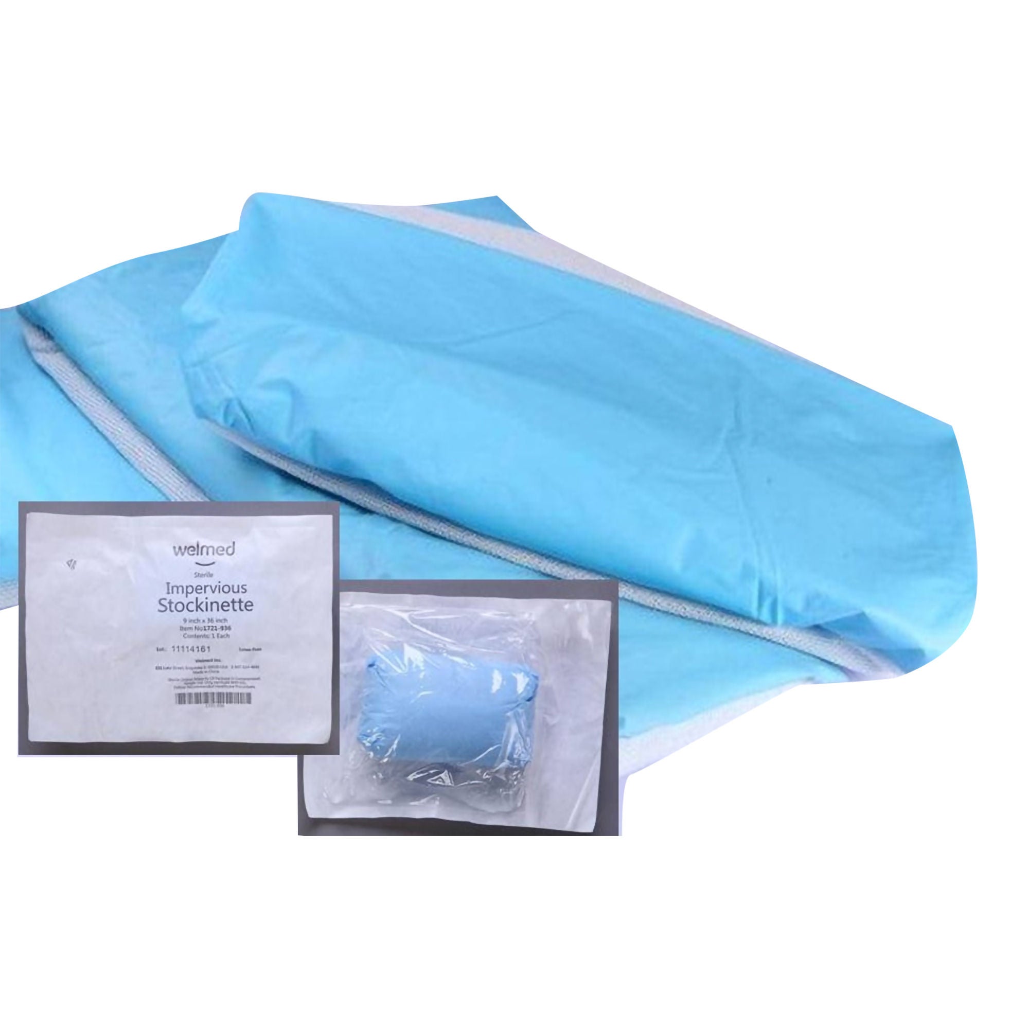 Welmed Surgical Stockinette, Blue / White, 12 x 48 Inch