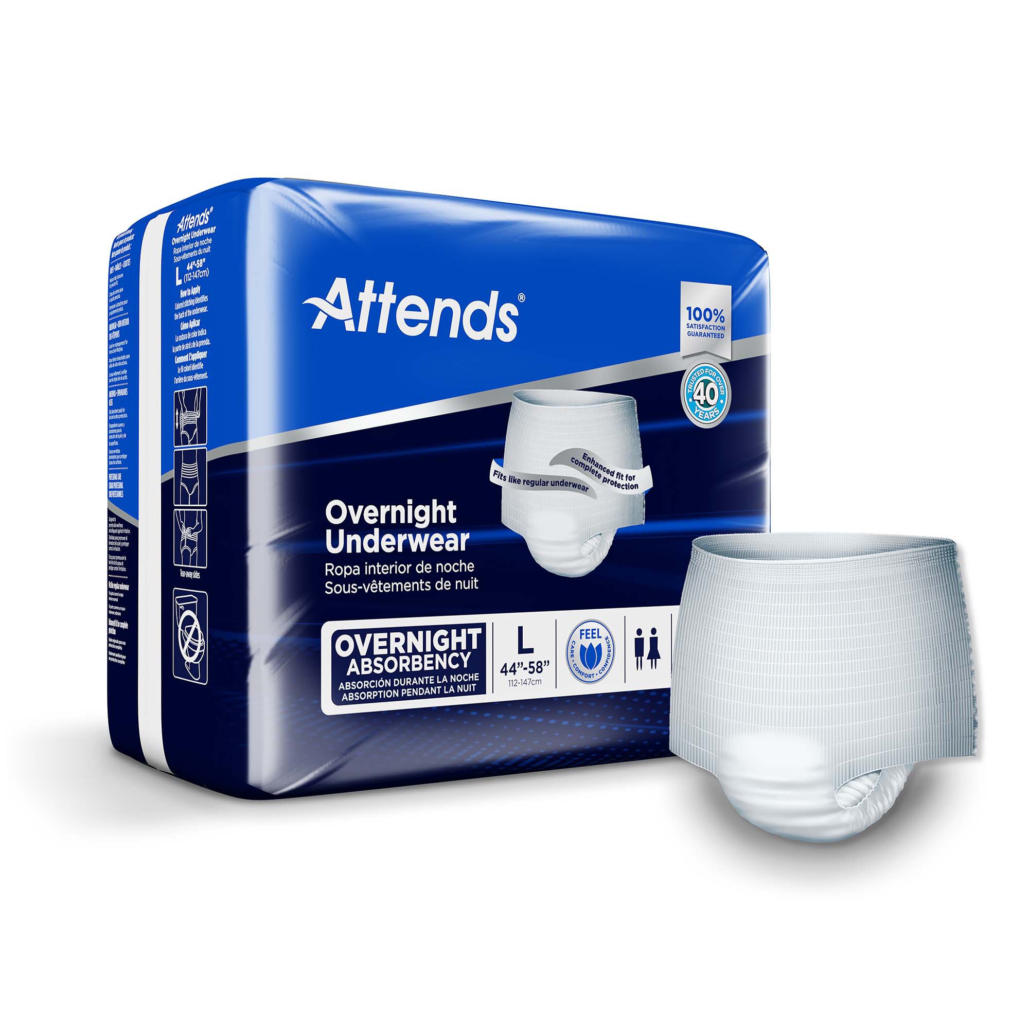 Attends Overnight Underwear with Extended Wear Protection, Large MK 830764