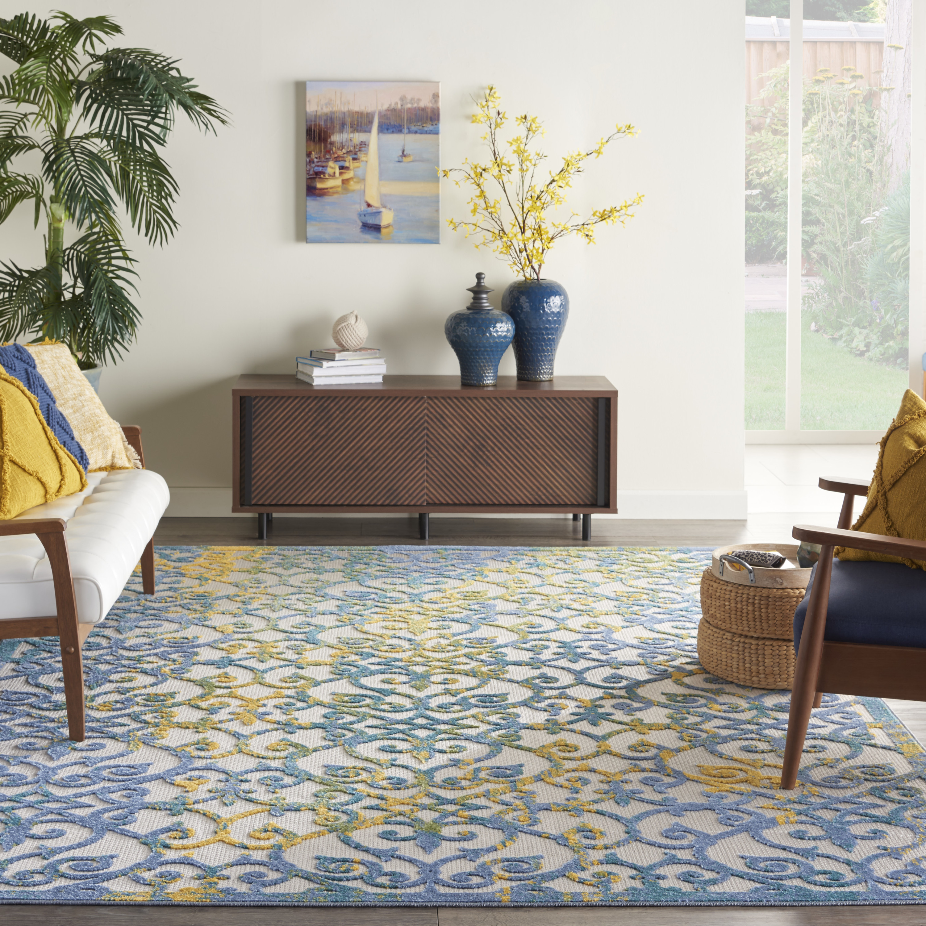 Nourison Aloha 7' x 10' Ivory Blue Contemporary Rug