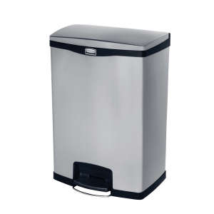 Rubbermaid Commercial, Impressions™, 24 gal, Metal, Black, Rectangle, Receptacle