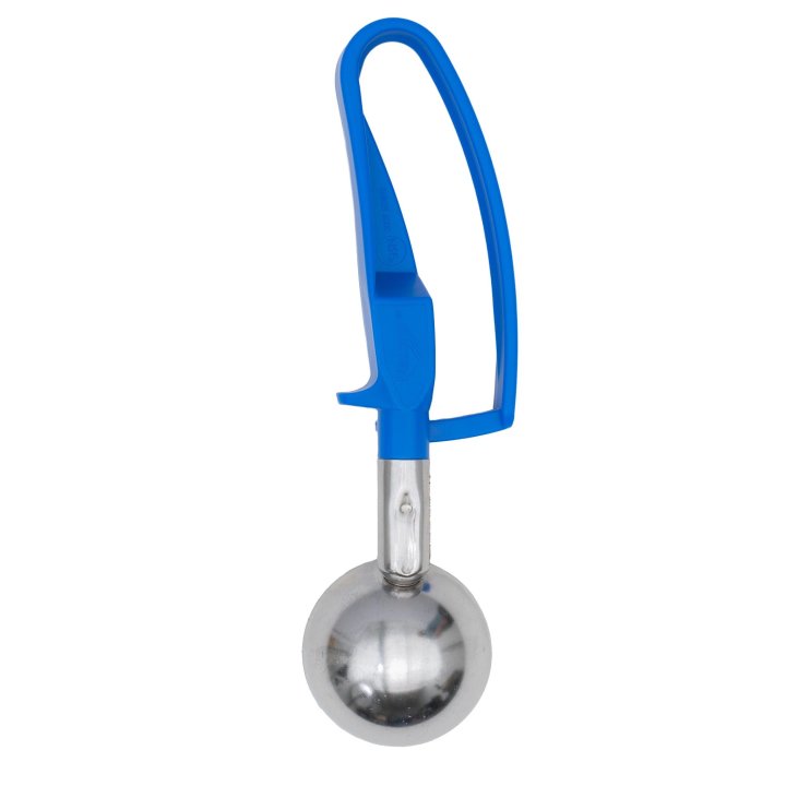 2-ounce disher with royal blue squeeze handle