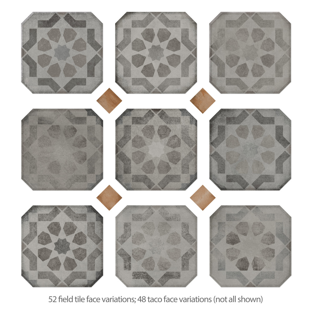 Laverton Octagon Deco Sombra with Taco Natural 7-7/8 in. x 7-7/8 in. Porcelain Floor and Wall Tile