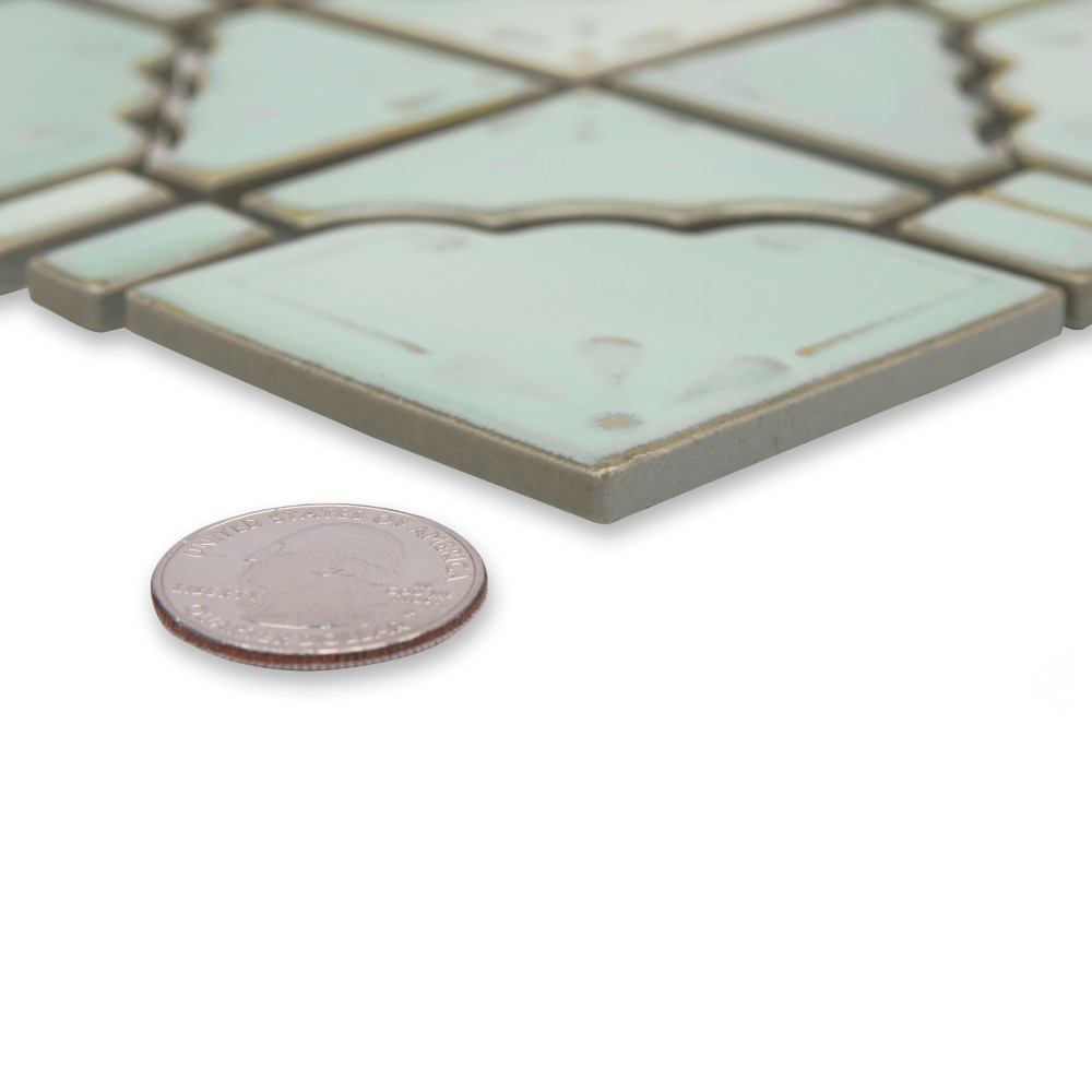 Hudson Moonbeam Mint Green 11-7/8 in. x 11-7/8 in. Porcelain Mosaic Tile