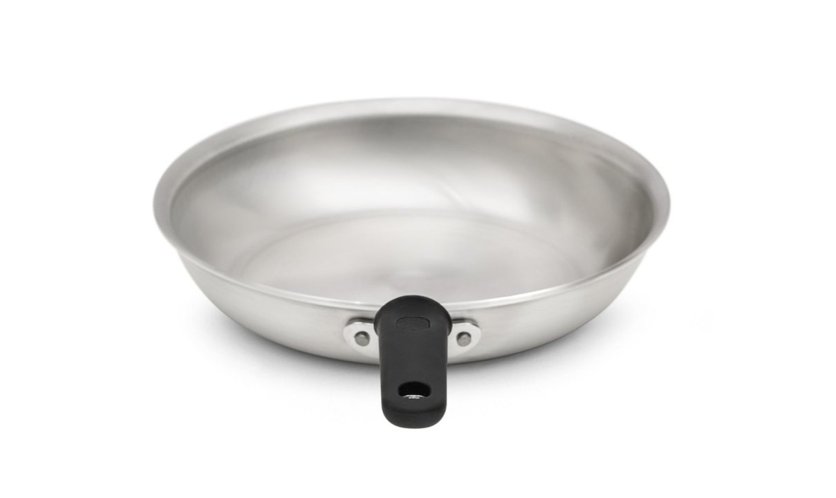 10-inch Wear-Ever® aluminum fry pan with natural finish and silicone handle