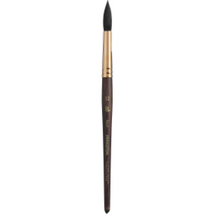 Neptune Round Brush, Synthetic Bristles, Short Handle Watercolor Paintbrush, Dark Wood, Size 12, 1 Count