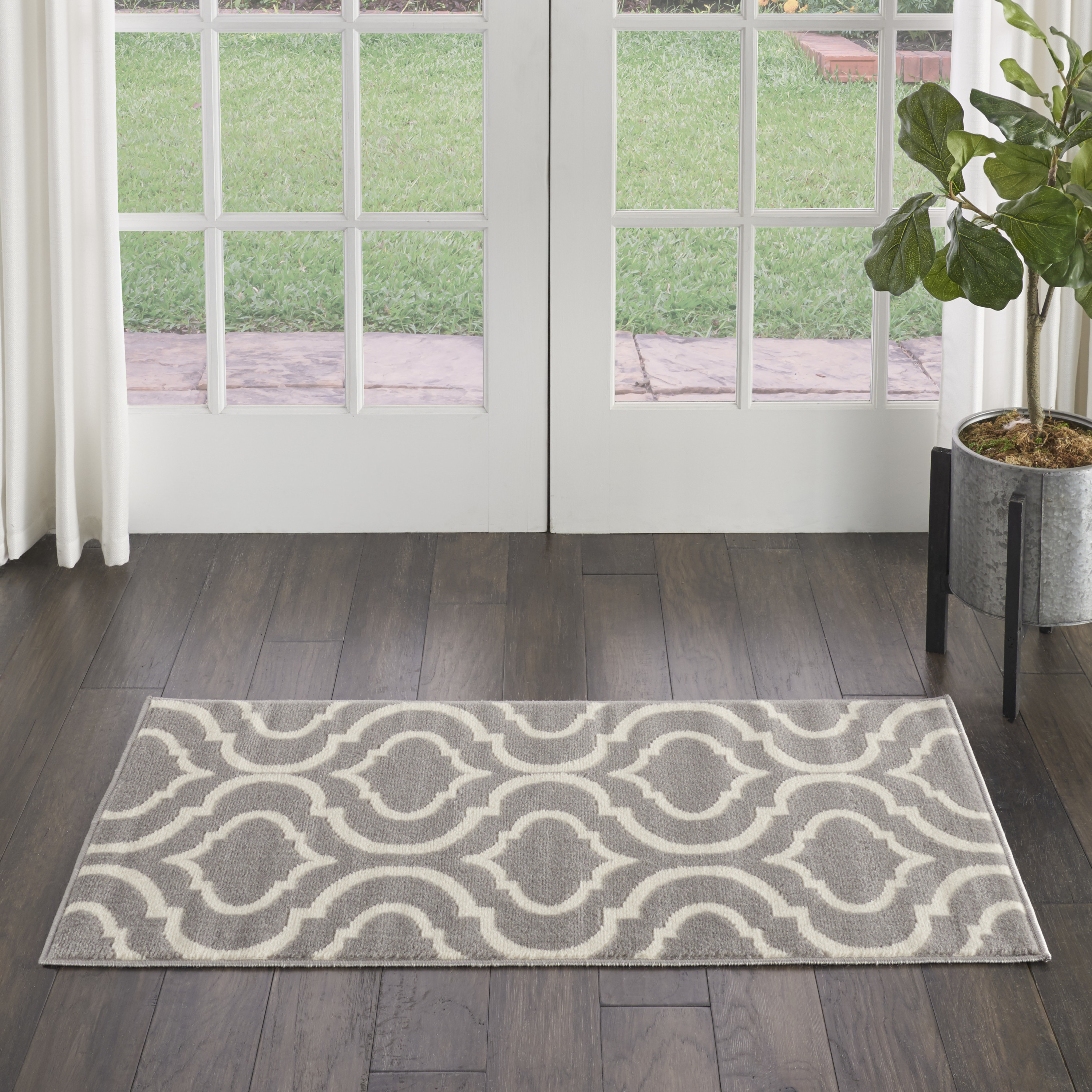 Nourison Jubilant 2' x 4' Grey Contemporary Indoor Rug