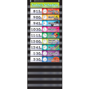 Daily Schedule Pocket Chart with Cards, Black