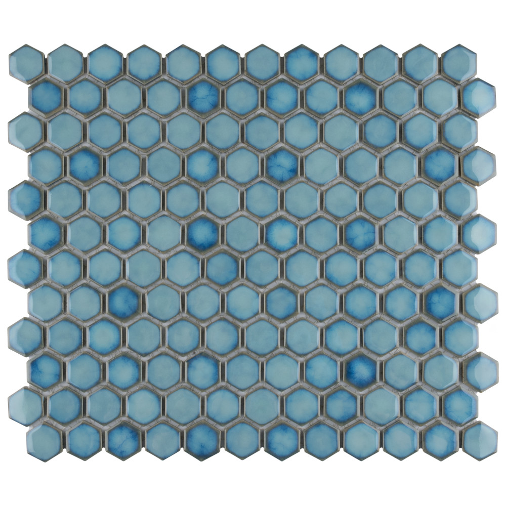 Sample – Hudson 1″ Hex Marine Porcelain Mosaic Tile