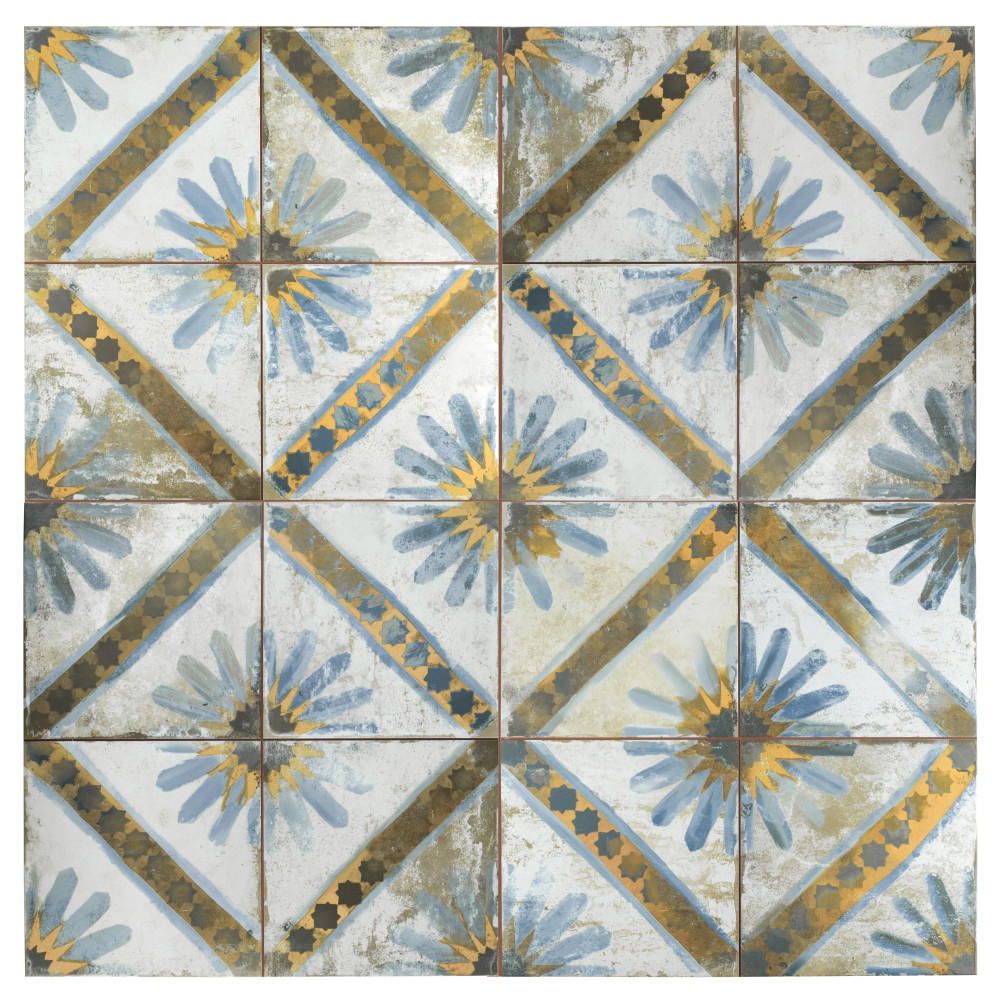 Kings Marrakech Blue 17.63x17.63 Square Ceramic Floor and Wall Digital Pattern